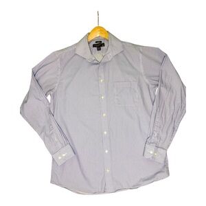 Pronto Uomo Blue Geometric Slim Fit Dress Shirt Size 17 36/37 Business Classic